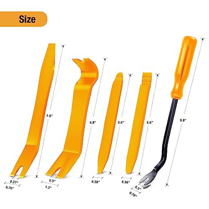 GOOACC 5 PCS Nylon Auto Trim Removal Tool Kit No-Scratch - color: Yellow, size: 5Pcs