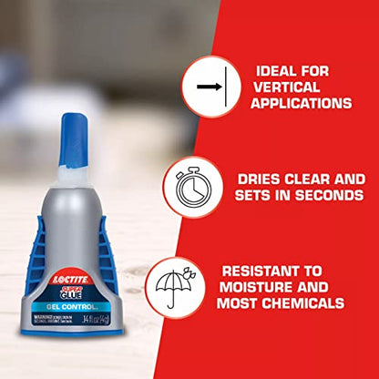 Loctite Super Glue Gel Control, Clear, 0.14 fl oz Bottle, Superglue for Plastic, Wood, Metal, Crafts & Repair, Cyanoacrylate Adhesive Instant Glue, Quick Dry (Pack of 2) - size: 2 Pack