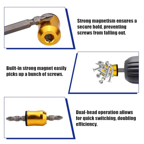 5pcs Strong Magnetic Screw Rings with 1 Double-Ended Screwdriver Bit Holder - style: Set 1
