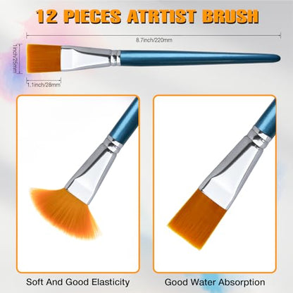 Great Andrew 12 PCS 1 inch Flat Paint Brushes for Acrylic Painting - size: 1-Inch
