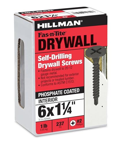 Hillman Drywall Screws, #6 x 1-1/4in, 237 Pack, Black