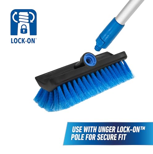 Unger Professional Lock-On Hydropower,Bi-Level Soft Wash Brush, Compatible with Waterflow Poles, Outdoor Cleaning Supplies, Great for Patios, Siding, Windows, Cars, and Boats, 10 inches (Pack of 12) - size: 10 inches (Pack of 12), style: Multi-Angle Wash