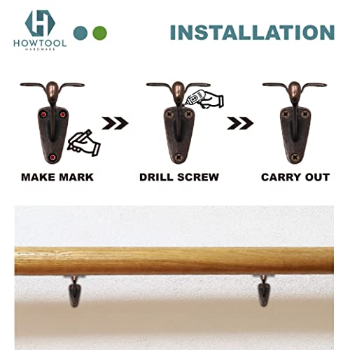 Handrail Bracket Heavy Duty Wall Mounted Antique Bronze V Style, 3 Pack | HOWTOOL - color: Antique Bronze