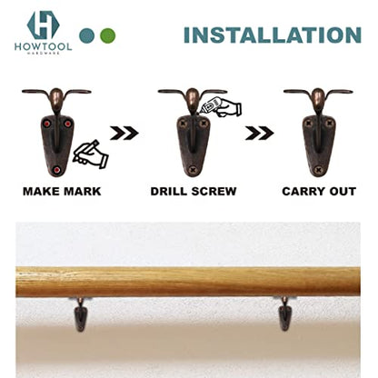 Handrail Bracket Heavy Duty Wall Mounted Antique Bronze V Style, 3 Pack | HOWTOOL - color: Antique Bronze