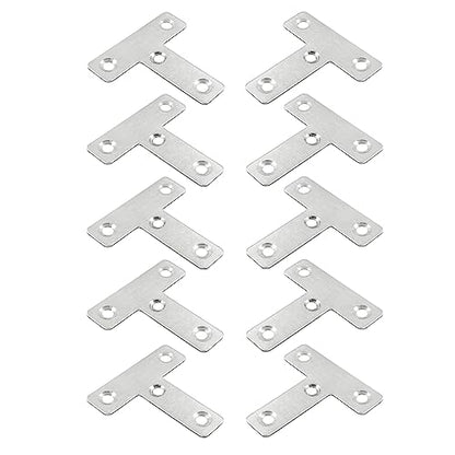 Hordion 10Pcs 2 x 2'' T Bracket, Silver Repair Plate T Shaped Support Brace - size: 2" x 2" (Silver), style: T-Shape