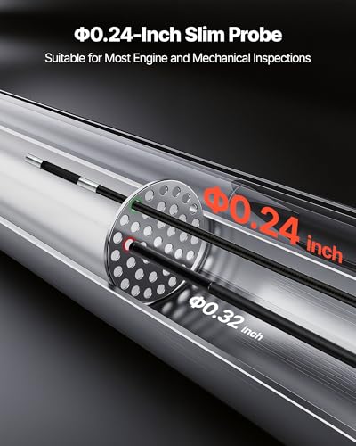 VEVOR 4-Way Articulating Borescope with Light, True 1080P HD Industrial Endoscope Inspection Camera with Articulated Probe, Flexible Snake Scope Cam for Wall Automotive Engine Inspect-4.9FT - size: 0.24-inch Probe