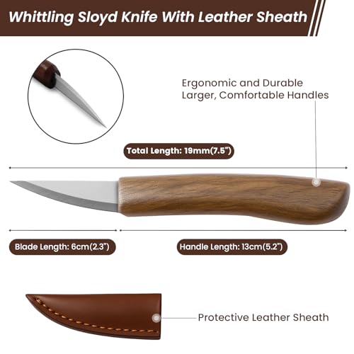 Wood Carving Knife for Beginners Whittling Knife with Leather Sheath - color: Brown