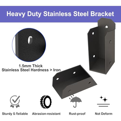 4 Pair 2" x 4" (1 ½" x 3 ½" Actual) Deck Railing 35° Stair Connectors Stainless Steel, for Fence Railings Handrail Installation Deck Railing Bracket - size: 2×4 Angle 35°