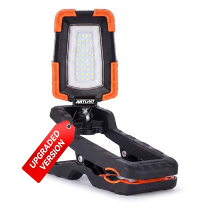 Rechargeable Magnetic Work Light with Clamp, 360°Rotate Foldable Work Light - color: Orange and black