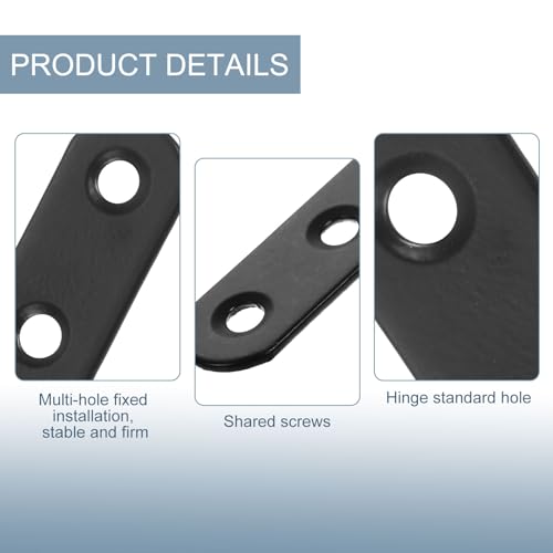 uxcell 4 Set Flat Repair Plates, 0.63 x 1.42 Inch Stainless Steel Flat Straight Brace Bracket Mending Joining Plates with Screws for Fixing Wooden Furniture Corner, Black - size: 0.63 x 1.42 Inch