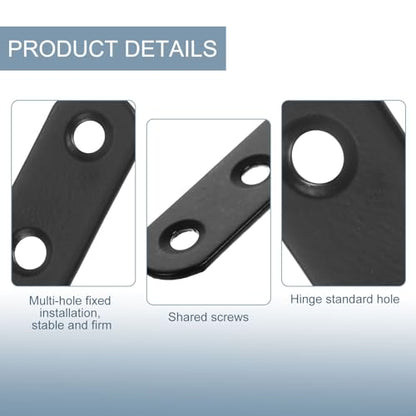 uxcell 4 Set Flat Repair Plates, 0.63 x 1.42 Inch Stainless Steel Flat Straight Brace Bracket Mending Joining Plates with Screws for Fixing Wooden Furniture Corner, Black - size: 0.63 x 1.42 Inch
