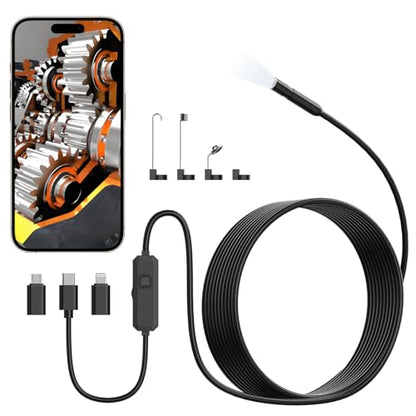 TOPDC Endoscope Camera with Light, 1920P Borescope for iOS and Android - size: 16.4ft / 7.9mm