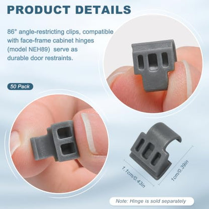 50 Pack 86 Degree Angle Cabinet Restrictor Clips, for NEH89 Hinges