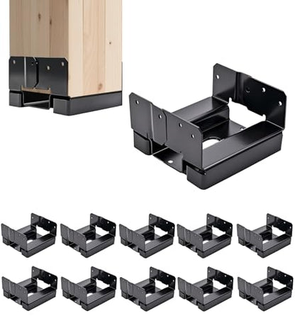 10 PCS 6x6 Post Base for Concrete,Brackets for Wood Posts,Heavy Duty Powder Coating Rust Prevention,Suitable for Deck terraces/pavilions/Steps/Fences Post Anchor Base - size: 6*6(10pcs)