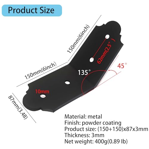 4Packs 45-Degree Angle Bracket Decorative Knee Braces, 6" Heavy Duty Flush Inside 45-Degree Connector Brace, Outside 45 Degree Mount Bracket Building Accessories Products - size: 4packs-45 degree