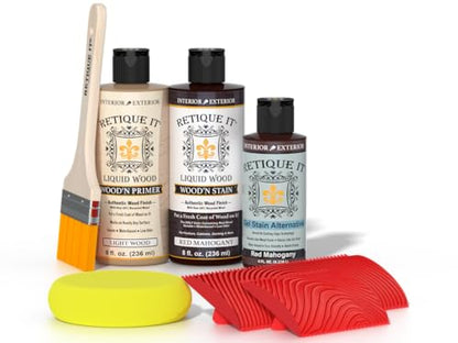 Retique It Wood'n Stain, Real Wood Gel Stain - Red Mahogany (16 Fl Oz, 1. Mantel, Interior/Exterior) - color: 25 Red Mahogany, style: 1. Mantel