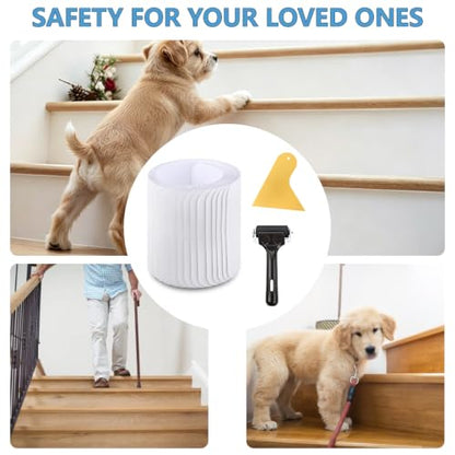 Butizone Non Slip Stair Treads 32"x4", Clear Anti Slip Strips for Wooden Steps Indoor, Transparent and Waterproof Grip Tape, Safety for Elderly and Dogs,18-Pack - size: 4" X 32"