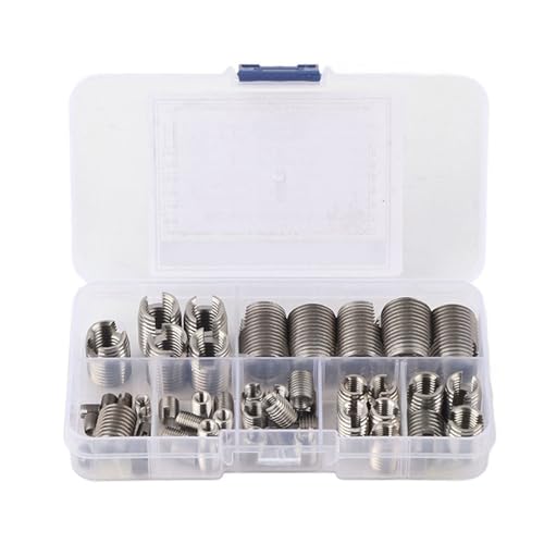 50 Pcs Threaded Inserts, Stainless Steel Inner Thread, self Tapping Insert Set with Storage Box, M3/M4/M5/M6/M8/M10/M12/M14/M16