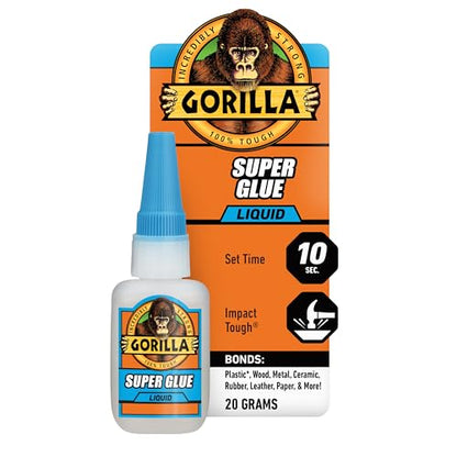Gorilla Super Glue, All Purpose and Fast Setting, Clear, 20 g - size: 20g