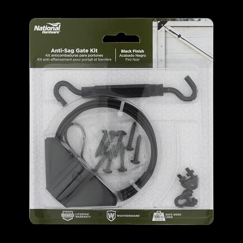 National Hardware Anti-Sag Gate Kit, Steel, Exterior Use, Black