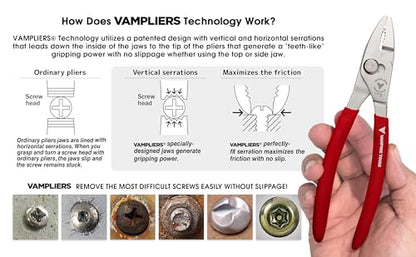 VAMPLIERS 7" Stripped Screw Extractor Slip Joint Pliers + Pouch & Cap - style: 7" Slip Joint Pliers+Tool Pouch+Cap