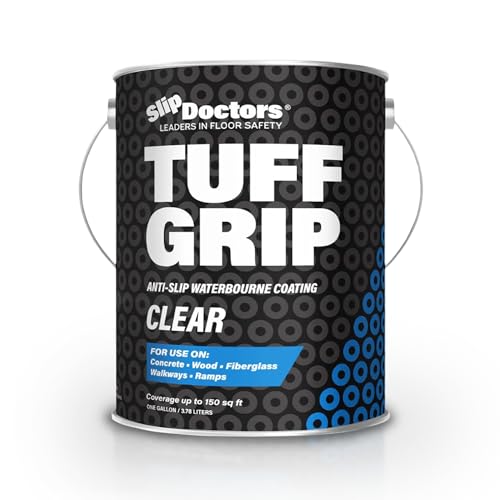 Tuff Grip Clear Non-Skid Paint for Ramps, Floors, Decks & Stairs – Textured Anti-Slip Grip Coating for Slip Resistant Traction (One Pack) - color: Clear