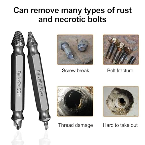 Damaged Screw Extractor Set, 6-Piece HSS, 3-12mm, for Broken Bolts