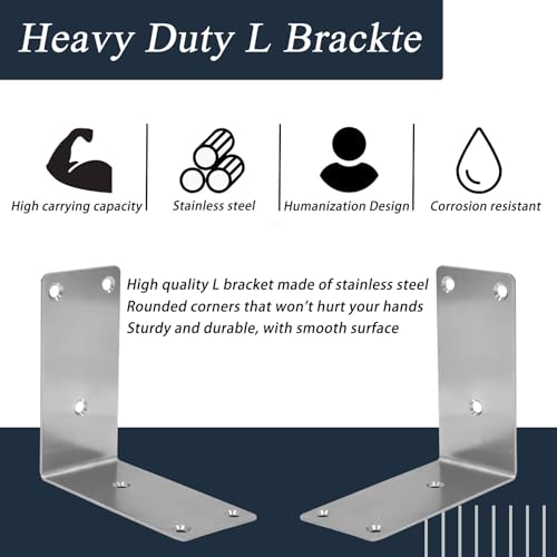 30PCS L Brackets 4X1X1IN 304 Stainless Steel Corner Braces - size: 5X1X1IN
