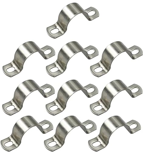 AKIHISA 40mm Heavy Duty 2 Hole U-Tube Strap Clamp,10 Pcs Stainless Steel-304 Rigid U-Bracket Pipe Strap Clamp,Wire Cable Clip Fastener(ID1-37/64 Inch) - size: 1.57in/40mm 10Pack