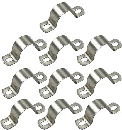 AKIHISA 40mm Heavy Duty 2 Hole U-Tube Strap Clamp,10 Pcs Stainless Steel-304 Rigid U-Bracket Pipe Strap Clamp,Wire Cable Clip Fastener(ID1-37/64 Inch) - size: 1.57in/40mm 10Pack