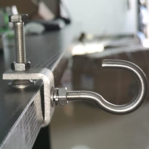 2 Set Metal Beam Hook 1 Inch Stainless Steel C Clamps and Heavy Duty Hanging J Hook/Threaded Screw Hook for Garage I Beam - color: 1.2 in