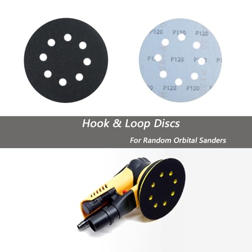 50 Pcs 5 Inch 8 Hole 120 Grit Wet and Dry Sanding Discs, Round Hook and Loop Disc Sandpaper for Random Orbital Sanders - style: 120 Grit
