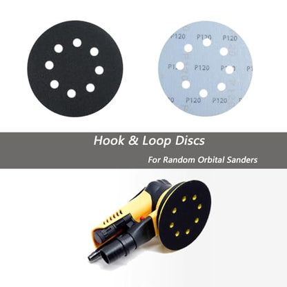 50 Pcs 5 Inch 8 Hole 120 Grit Wet and Dry Sanding Discs, Round Hook and Loop Disc Sandpaper for Random Orbital Sanders - style: 120 Grit
