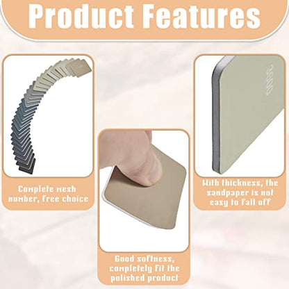 Queekay 45 Pcs Sanding Pad, 2 x 2 Inch Double Sided Sandpaper Pad, 15 Grits