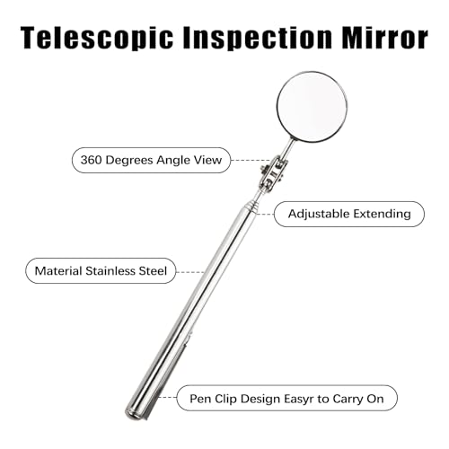 Flylin 4Pcs Telescoping Inspection Mirror Pen Style 33mm for Car Repair