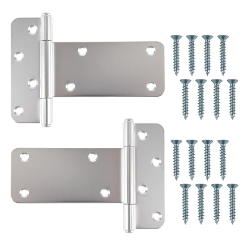 5 in T-Strap Shed Door Hinges,260 Lbs Capacity,2Pack Heavy Duty Tee Hinge - color: Silver, size: 5 in -2 pcs