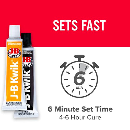 J-B Weld KwikWeld, 6 Minute Set Epoxy, Steel Reinforced Epoxy, High Strength - 2 Pack, Dark Grey (8276-2) - size: 2 oz - 2 Pack