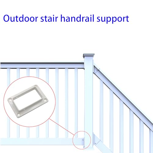 2-Pack 2" x 3.5" Slotted Handrail Bracket Kit, White Vinyl Fence & Railing Brackets with Screws - Easy Mount for Decks, Porches & Walls