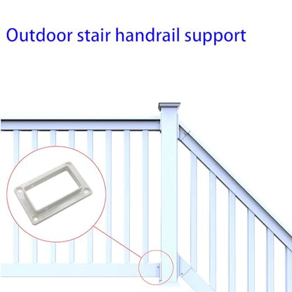 2-Pack 2" x 3.5" Slotted Handrail Bracket Kit, White Vinyl Fence & Railing Brackets with Screws - Easy Mount for Decks, Porches & Walls