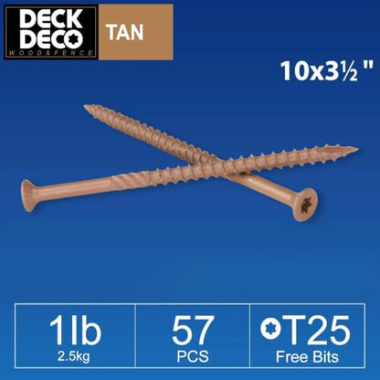 Wood Screws #10 x 3-1/2"Exterior Deck Screws57pcs(approx)1 lb/Box - size: #10x3-1/2"