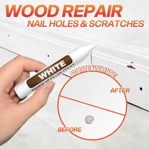 White Wood Filler Sticks, Putty Stick & Marker for Nail Holes & Baseboards