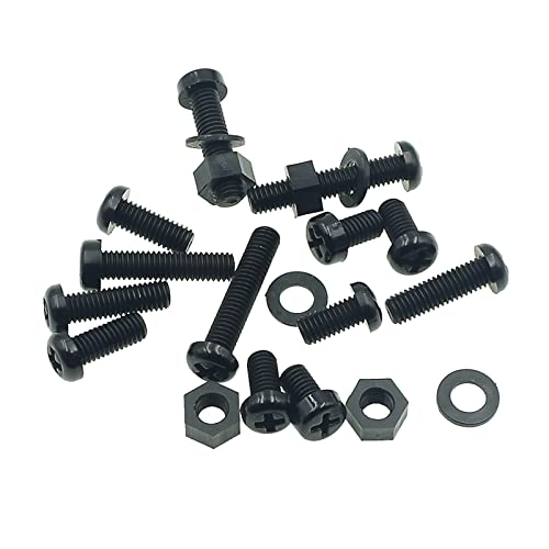 180PCS M6 Black Nylon Phillips Pan Head Screws Nuts Washers Kit - size: M6