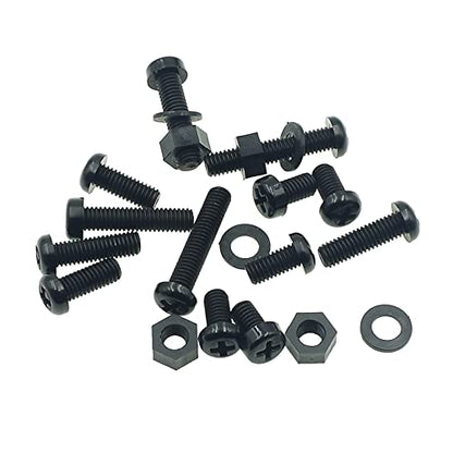 180PCS M6 Black Nylon Phillips Pan Head Screws Nuts Washers Kit - size: M6