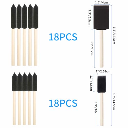36 Pcs Foam Paint Brushes Set, 1"&1.5", for Painting, Staining, Varnish - size: 36PCS 1"&1.5"