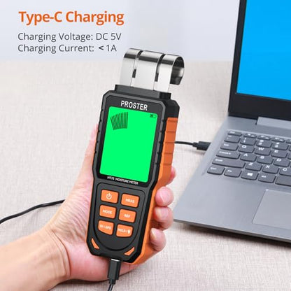 Proster Rechargeable Moisture Meter - 5 Modes Pinless 40mm Depth