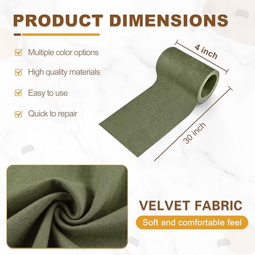 Velvet Repair Patch, Self-Adhesive Flannel Fabric Patch, Multi Colors, Microfiber Patch，Can be Used to Patch Sofas, Car Seats, Handbags, Jacket Holes and Tears (Greenish Grey) - color: Greenish Grey, size: 4" x 30"-2 ROLLS