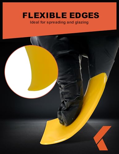 KREFINISH Body Filler Spreaders (Pack of 100) - 4" Yellow Reusable Plastic Spreader for Automotive Fillers, Putties, Glazes, Caulks and Paint - size: 4inch