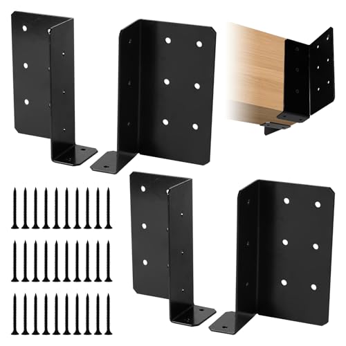 Split Joist Hanger, Wall Mount Joist Bracket with Screws for Wood 14 Gauge Carbon Steel Hurricane Ties for 4"x6",6"x6" Beam 2 Pairs