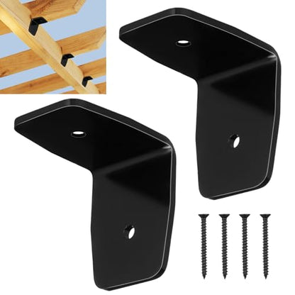 MorningRo 2 Pcs Black Pergola Hardware Rafter Clips Galvanized Steel Rafter Brackets Hurricane Clips Brackets Ties with Screws for Lumber Pergola, Timber Beam, Ceiling Joist (2 Inch)