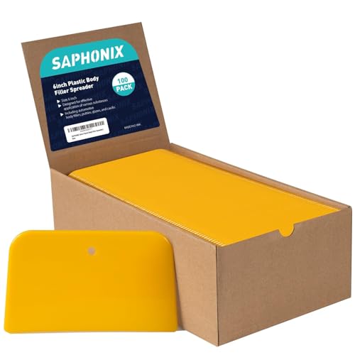 Body Filler Spreaders (Pack of 100) - 6 Inch Yellow Reusable Auto Body Plastic Filler Spreader Tool for Automotive Body Applying Fillers, Putties, Glazes, Caulks - Autobody Paint Repairs - size: 6inch